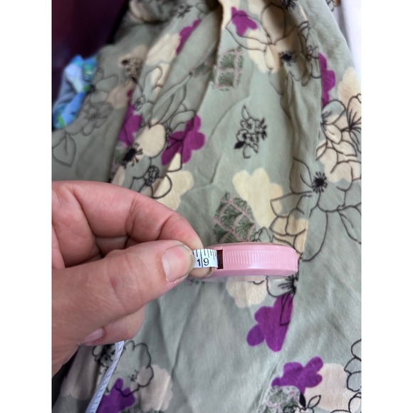 Charlotte Russe Vintage Floral Ruffle Midi Dress Sage Green Purple Rayon Large - Picture 9 of 9